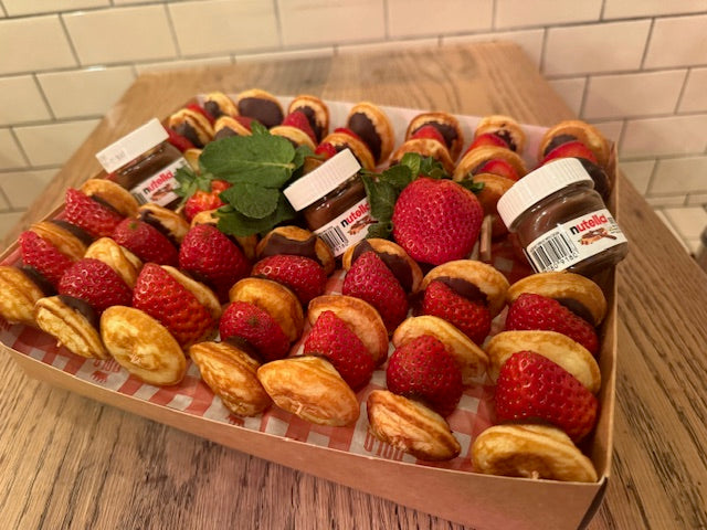 Chocolate dipped pancakes & Strawberry skewers