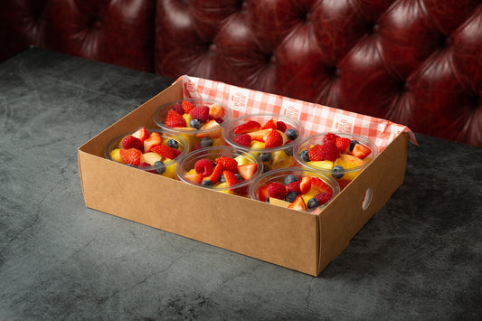 Fresh fruit salad in pots