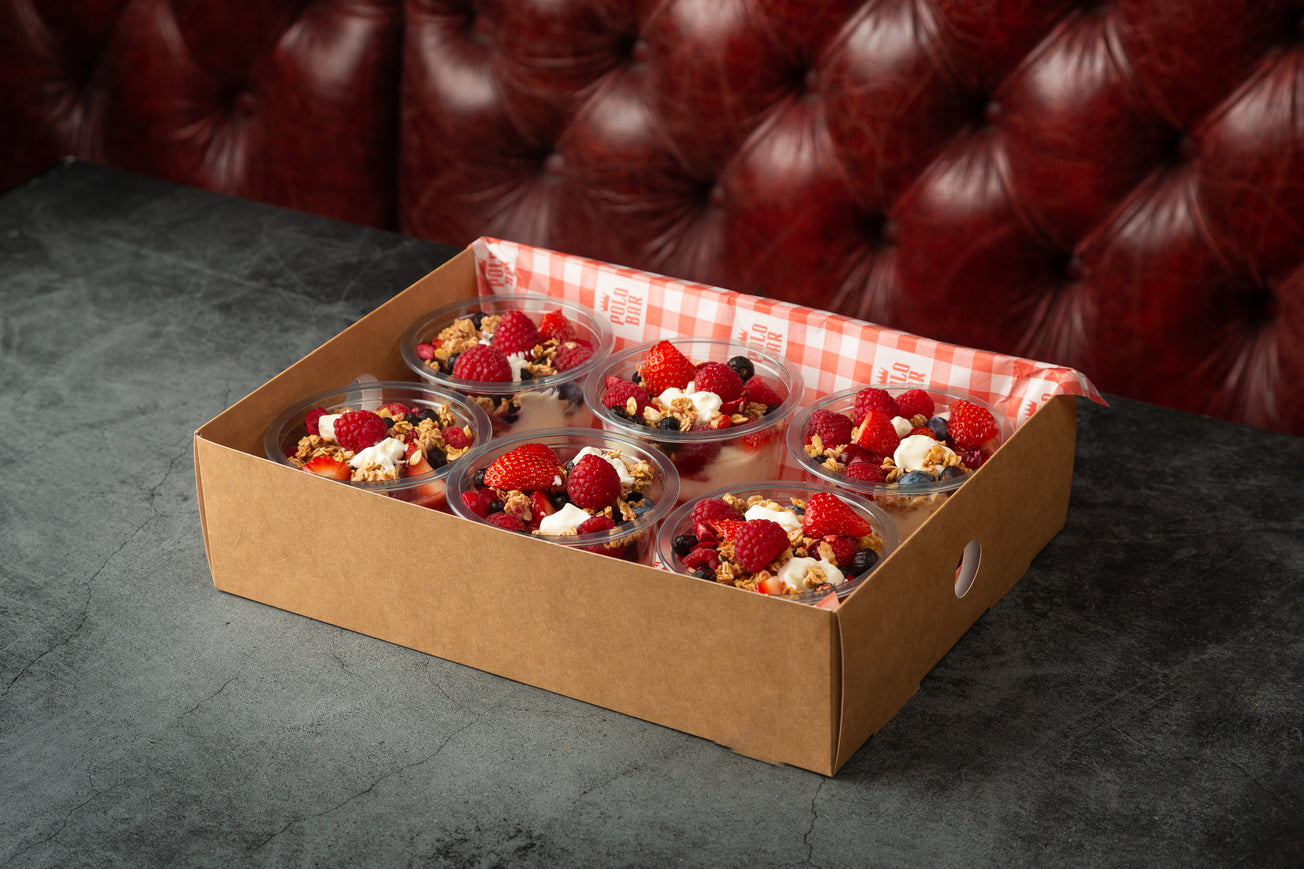 Greek yoghurt with berries and GF granola platter