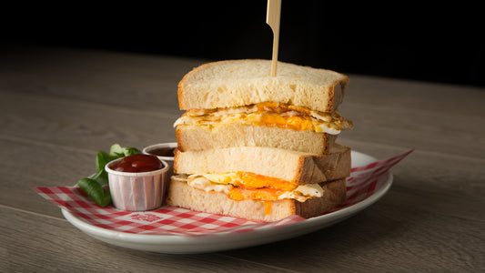 Double Fried Egg Bloomer Sandwich (v)